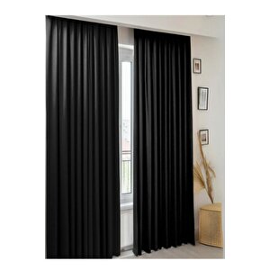Lüks Kalın Siyah Blackout Karartma Güneşlik Perde (en X Boy Pi̇lesi̇z Tek Kanat) 320x210 cm