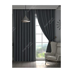 Antrasit Gri Blackout, Işık Geçirmez Karartma Güneşlik, Pilesiz 1. Kali̇te (tek Kanat Fon Perde) 320x200 cm