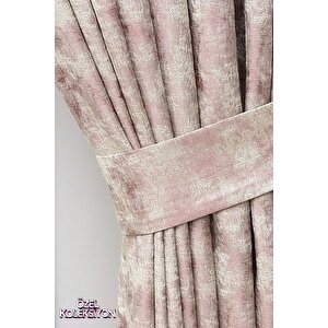 Fon Perde Royal Desen, Yeni Sezon, Pileli, Kırışmaz, Pudra, Özel Koleksiyon (tek Kanat) 90x250 cm