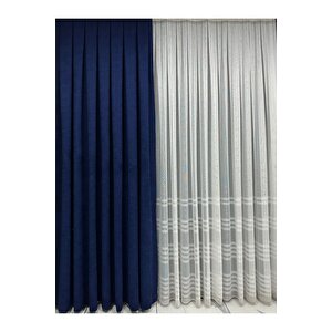 Ada Fonluk Mavi Tek Kanat 1/3 Sık Pile Fon Perde (tek Kanat)