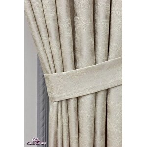 Fon Perde Royal Desen, Yeni Sezon, Pileli, Kırışmaz, Bej, Özel Koleksiyon (tek Kanat) 80x255 cm