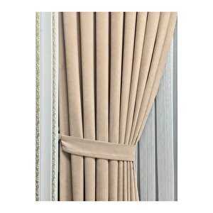 Ada Fonluk Bej Tek Kanat 1/3 Sık Pile Fon Perde (tek Kanat) 120x250 cm