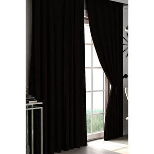 Lüks Kalın Siyah Blackout Karartma Güneşlik Perde (en X Boy Pi̇lesi̇z Tek Kanat) 200x220 cm