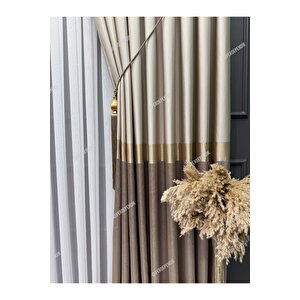 Pano Fon Perde,elegans Seri,azra Desen Vizon Gold Krem,taç,brilant,blackout,sık,pileli(tek Kanat)