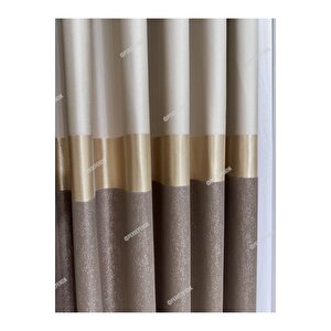 Pano Fon Perde,elegans Seri,azra Desen Vizon Gold Krem,taç,brilant,blackout,sık,pileli(tek Kanat)