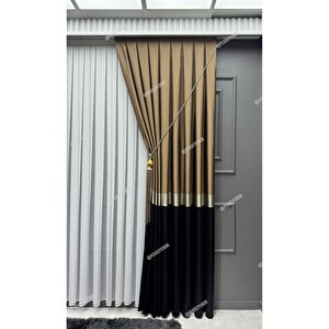 Siyah Gold Detaylı Kahverengi Pano Fon Perde - Tek Kanat Şık Tasarım, Modern Ve Kaliteli Fon Perde