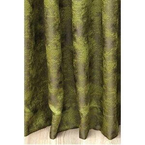 Fon Perde Royal Desen, Yeni Sezon, Pileli, Kırışmaz, Yeşil, Özel Koleksiyon (tek Kanat)