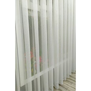 Lüks Kanada Tül Perde - Çizgili, Gramajlı, Ütü Gerektirmez, Orta Pileli, Kırışmaz Tül Perde 250x255 cm
