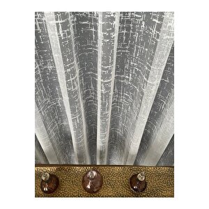 Ağır Gramajlı Çizgili Kareli Örme Desen Tül Perde Sık Pile 320x220 cm