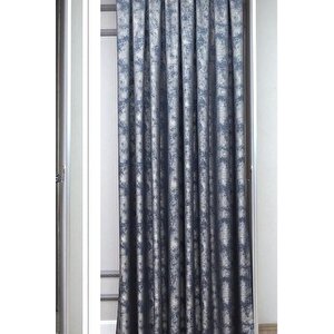 Fon Perde Royal Desen, Yeni Sezon, Pileli, Kırışmaz, Mavi, Özel Koleksiyon (tek Kanat) 80x265 cm