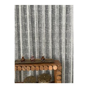 Ağır Gramajlı Çizgili Kareli Örme Desen Tül Perde Sık Pile 180x210 cm