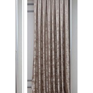Fon Perde Royal Desen, Yeni Sezon, Pileli, Kırışmaz, Sütlü Kahve, Özel Koleksiyon (tek Kanat) 80x265 cm