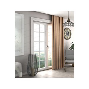 Vizon,kadife Dokulu Fon Perde,pilesiz Ekstrafor Büzgülü A Kalite,(tek Kanat) 100x270 cm