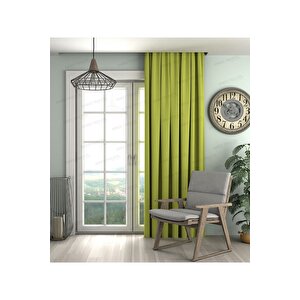 Yağ Yeşil'i,kadife Dokulu Fon Perde,pilesiz Ekstrafor Büzgülü A Kali̇te,(tek Kanat) 350x265 cm