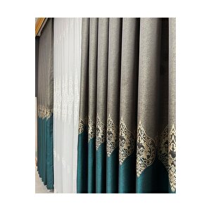 Taş - Yeşil Pano Fon Perde, Lüks Desenli Perde,a Kali̇te,blackout 1*3 Sık Pile,(tek Kanat)