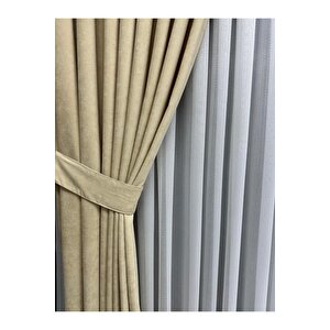 Ada Fonluk Açık Sarı Tek Kanat 1/3 Sık Pile Fon Perde (tek Kanat)