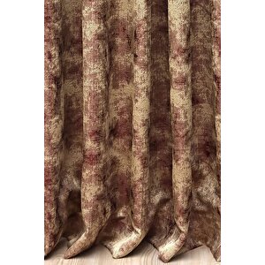 Fon Perde Royal Desen, Yeni Sezon, Pileli, Kırışmaz, Sarı Kırmızı, Özel Koleksiyon (tek Kanat)