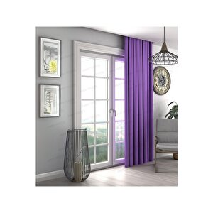 Mor Fon Perde,mor Kadife Dokulu Fon Perde,pilesiz Ekstrafor Büzgülü A Kali̇te,(tek Kanat) 140x250 cm