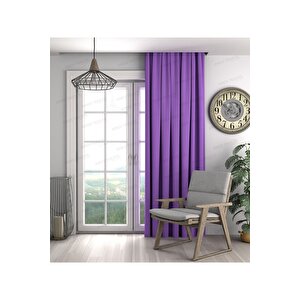 Mor Fon Perde,mor Kadife Dokulu Fon Perde,pilesiz Ekstrafor Büzgülü A Kali̇te,(tek Kanat) 300x265 cm