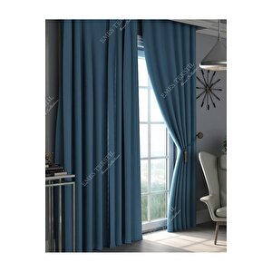 Mavi Blackout, Işık Geçirmez Karartma Güneşlik, Pilesiz (tek Kanat Fon Perde) 250x210 cm