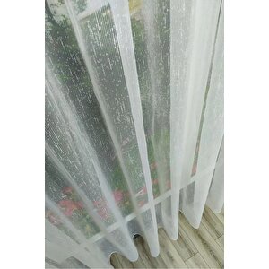 Kırçıllı Damla Desenli Kırışmaz Keten Tül Perde Sık Pile 280x190 cm