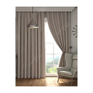Bej Blackout, Işık Geçirmez Karartma Güneşlik, Pilesiz 1. Kali̇te (tek Kanat Fon Perde) 350x220 cm