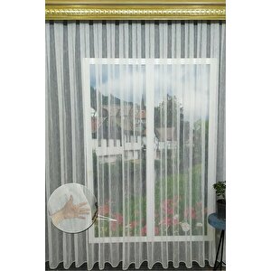 Kırçıllı Damla Desenli Kırışmaz Keten Tül Perde Sık Pile 200x245 cm