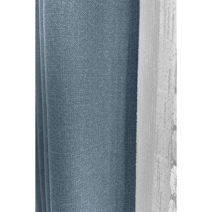 Nova Keten Fon Perde - Soğuk Mavi (sık Boru Pileli), Yeni Sezon - Tüm Odalara Uygun (tek Kanat) 90x290 cm