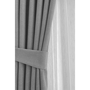 Nova Keten Fon Perde - Açık Gri (sik Boru Pi̇leli̇), Yeni Sezon - Tüm Odalara Uygun (tek Kanat)