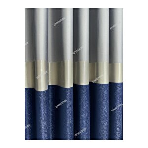 Pano Fon Perde,elegans Seri,azra Desen Lacivert Gold Gri,taç,brilant,blackout,pileli(tek Kanat) 100x250 cm