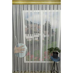 Lüks Zincir Desenli Çizgili Gramajlı Ütü İstemez Kırışmaz Sık Pile (en X Boy) 320x250 cm