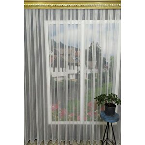 Lüks Zincir Desenli Çizgili Gramajlı Ütü İstemez Kırışmaz Sık Pile (en X Boy) 350x260 cm