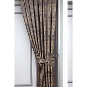 Fon Perde Royal Desen, Yeni Sezon, Pileli, Kırışmaz, Sarı Lacivert, Özel Koleksiyon (tek Kanat) 70x255 cm