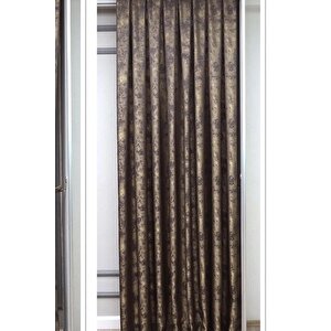 Fon Perde Royal Desen, Yeni Sezon, Pileli, Kırışmaz, Sarı Lacivert, Özel Koleksiyon (tek Kanat) 80x265 cm