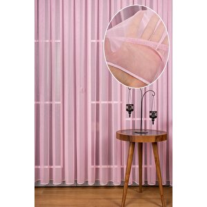 Tül Perde Pembe Pudra Kız Çoçuk Odası Bebek Mutfak Yatak Odası Düz Sade Tül Perde Sık Pileli 400x255 cm