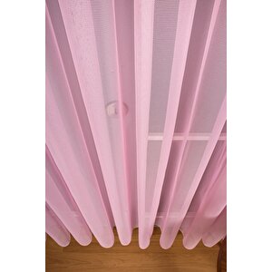 Tül Perde Pembe Pudra Kız Çoçuk Odası Bebek Mutfak Yatak Odası Düz Sade Tül Perde Sık Pileli
