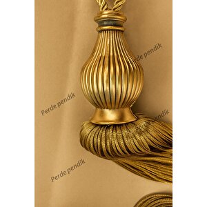 Modern Fon Perde Toplama Aparatı Gold Kornişe Takmalı Tavan Braçolu, Perde Aksesuarı (1 Adet)