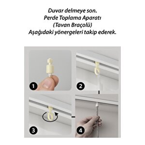 Modern Fon Perde Toplama Aparatı Gold Kornişe Takmalı Tavan Braçolu, Perde Aksesuarı (1 Adet)
