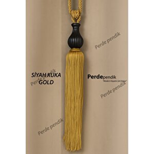 Modern Fon Perde Toplama Aparatı Gold Kornişe Takmalı Tavan Braçolu, Perde Aksesuarı (1 Adet)