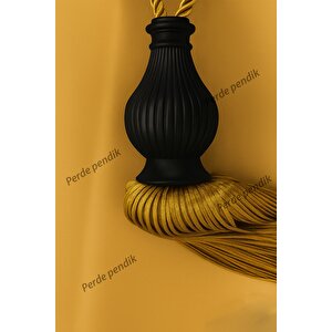 Modern Fon Perde Toplama Aparatı Gold Kornişe Takmalı Tavan Braçolu, Perde Aksesuarı (1 Adet)