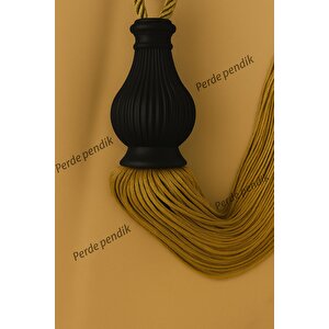 Modern Fon Perde Toplama Aparatı Gold Kornişe Takmalı Tavan Braçolu, Perde Aksesuarı (1 Adet)