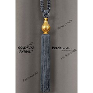 Modern Fon Perde Toplama Aparatı Antrasit Kornişe Takmalı Tavan Braçolu, Perde Aksesuarı (1 Adet)