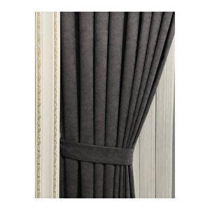 Ada Fonluk Antrasit Tek Kanat 1/3 Sık Pile Fon Perde (tek Kanat) 60x250 cm