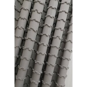 Wave İskandinav Gri Çift Kanat Fon Perde – Özel Dokulu, Modern Ve Şık Tasarım