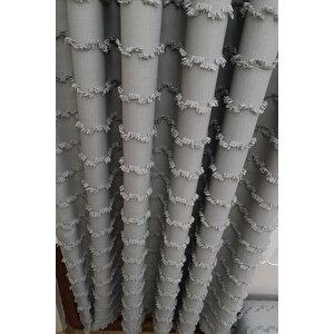 Wave İskandinav Gri Çift Kanat Fon Perde – Özel Dokulu, Modern Ve Şık Tasarım