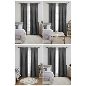 Wave İskandinav Koyu Gri Çift Kanat Fon Perde – Özel Dokulu, Modern Ve Şık Tasarım 115x275 cm