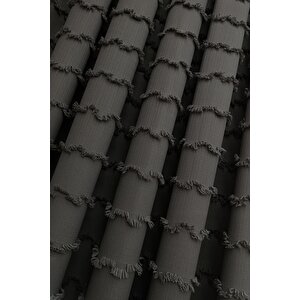 Wave İskandinav Koyu Gri Çift Kanat Fon Perde – Özel Dokulu, Modern Ve Şık Tasarım 110x250 cm