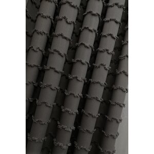 Wave İskandinav Koyu Gri Çift Kanat Fon Perde – Özel Dokulu, Modern Ve Şık Tasarım 65x230 cm