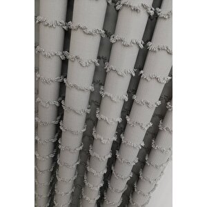 Wave İskandinav Gri Çift Kanat Fon Perde – Özel Dokulu, Modern Ve Şık Tasarım 65x275 cm