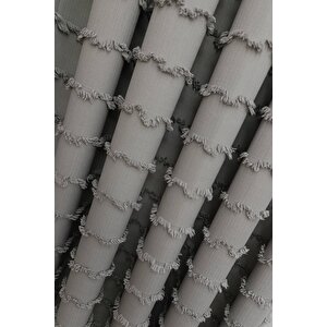 Wave İskandinav Gri Çift Kanat Fon Perde – Özel Dokulu, Modern Ve Şık Tasarım 65x275 cm